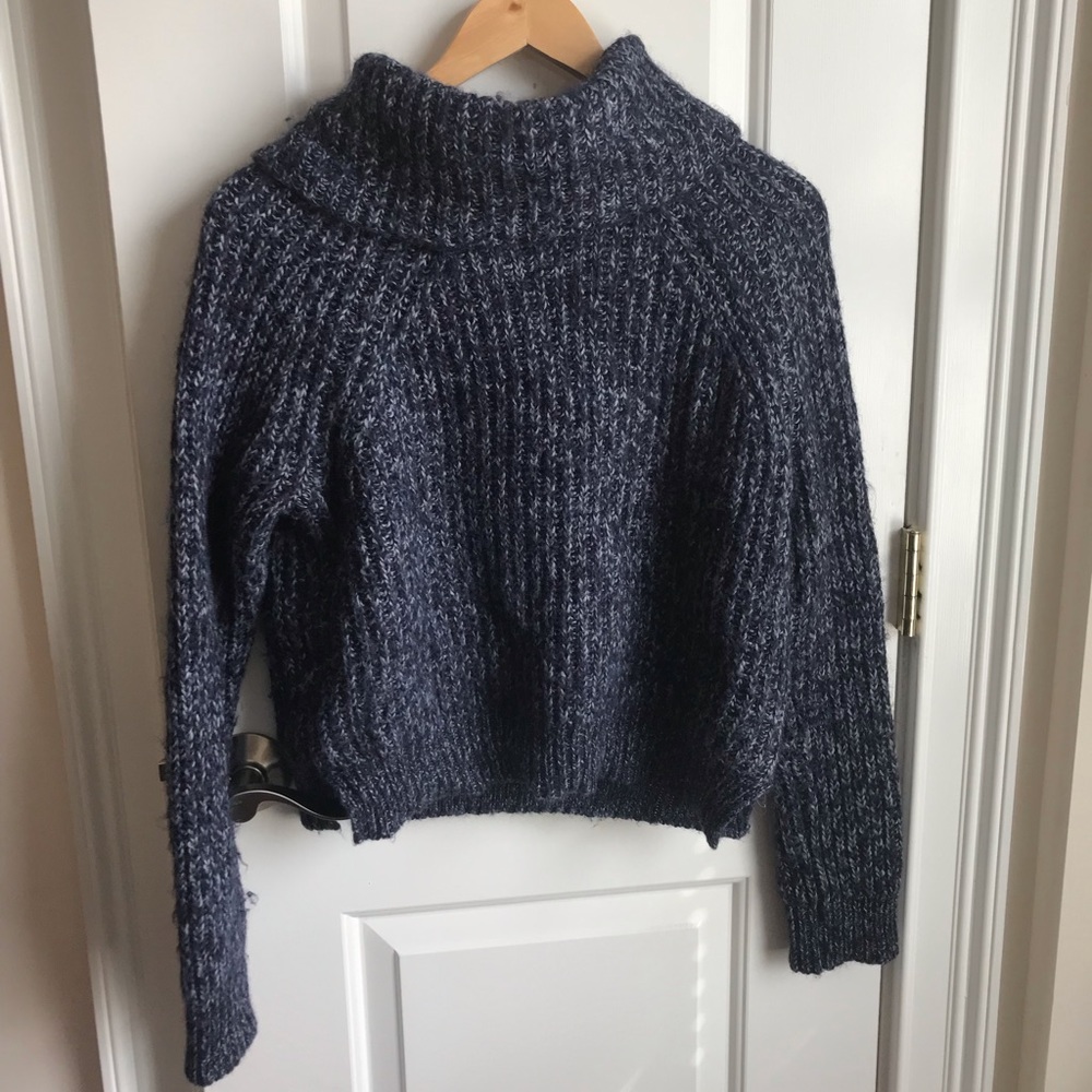 Blue marled turtleneck sweater
